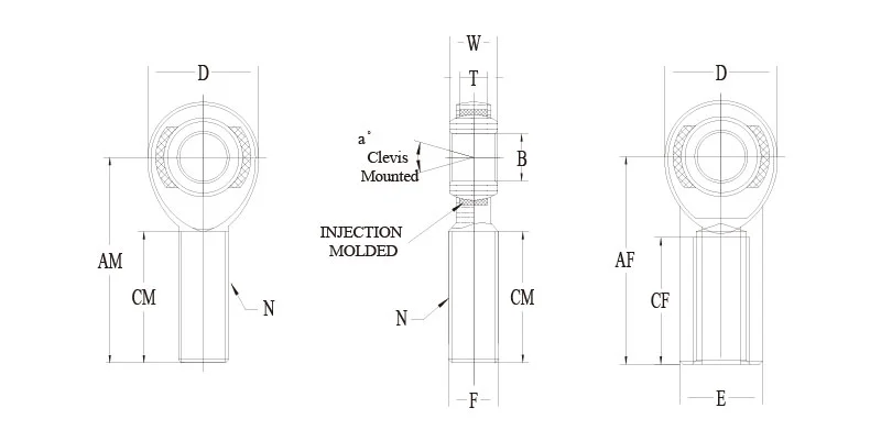AM AF injection molded heim joint drawing SYZ Rod Ends AM AF injection molded heim joint drawing