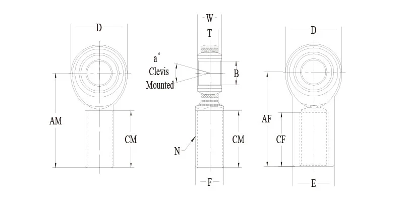 PM PF injection molded rod end drawing  SYZ Rod Ends PM PF injection molded rod end drawing