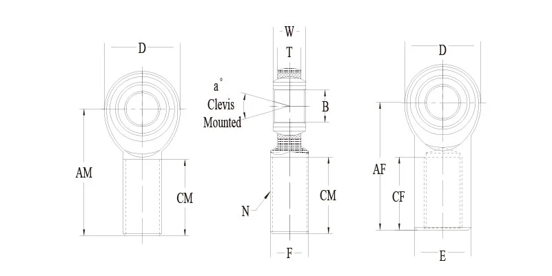 jmm jfm 3piece metric rod end drawing  SYZ Rod Ends JM-M JF-M 3-piece metric rod end drawing