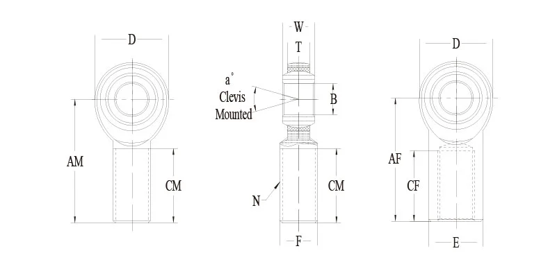 JMX-M JFX-M 3-piece metric heim joint drawing