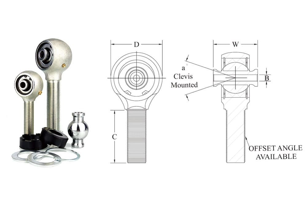 Polyurethane bushing forged johnny joints with technical drawing