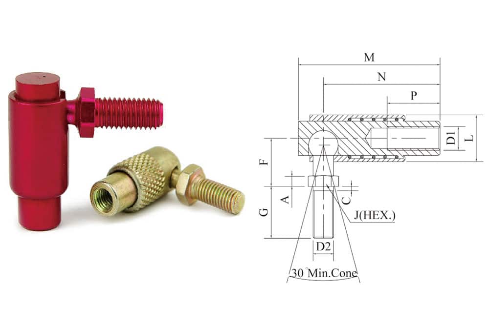 QD series quick release ball joint drawing SYZ Rod Ends QD series quick release ball joint technical drawing