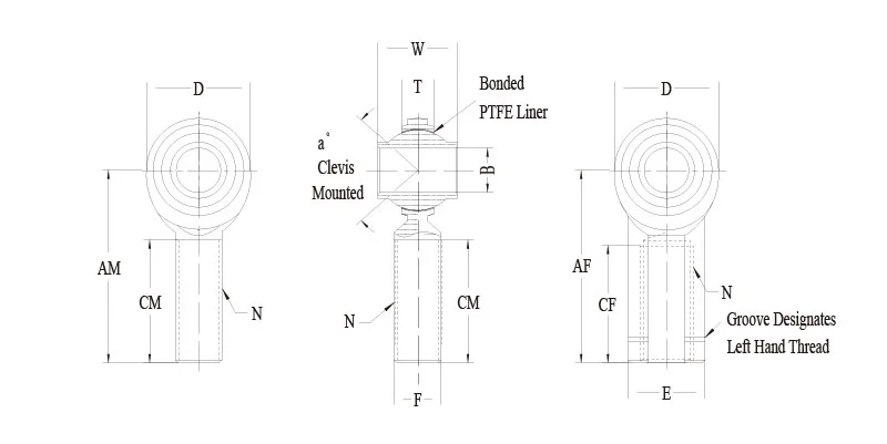 PCYM high-misalignment rod end drawing