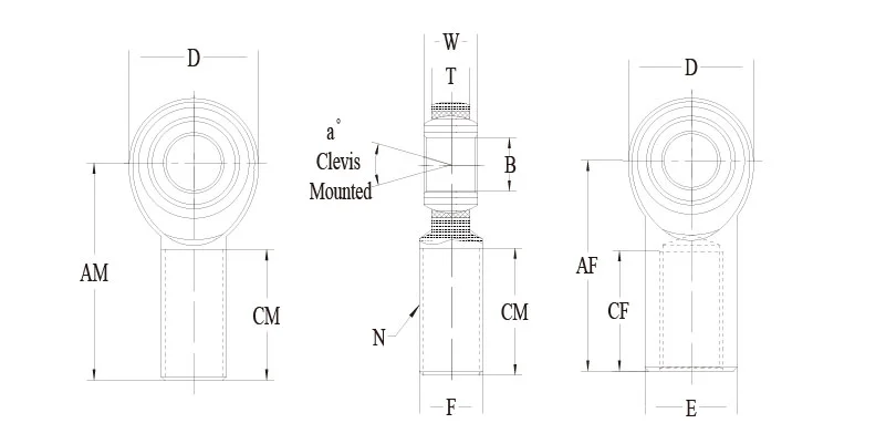 sa-tk si-tk 3-piece metric rod end drawing