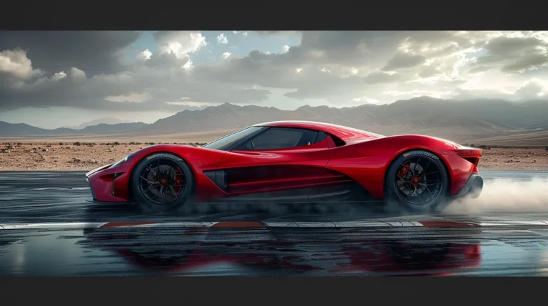 a red electric sports car running SYZ Rod Ends