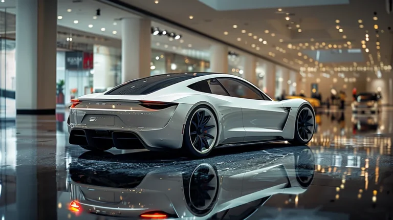 a white electric sports car SYZ Rod Ends