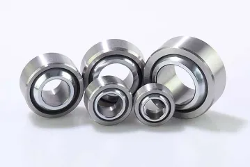Five spherical plain bearings on display
