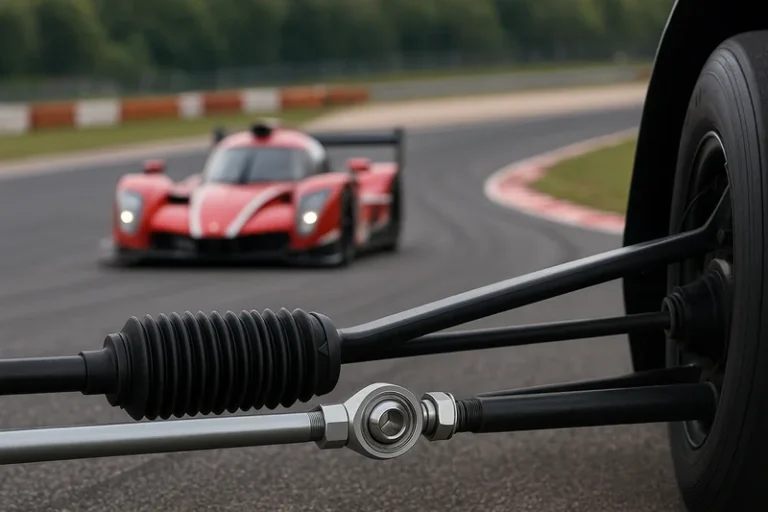 racing steering system SYZ Rod Ends Close-up of racing steering system with reinforced linkage components