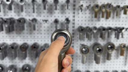 rodendtorquef3freerotation SYZ Rod Ends GIF of a rod end where the ball rotates very smoothly with the thumb, showing minimal resistance typical of F3 torque level
