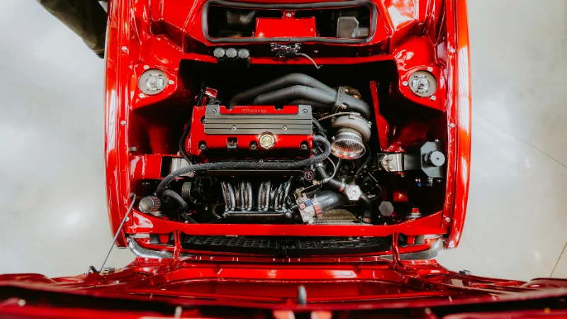 opened auto hood  SYZ Rod Ends