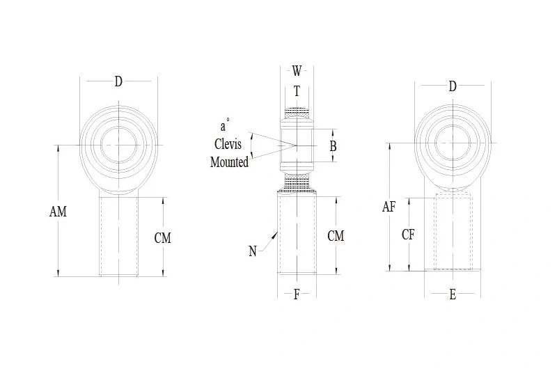 ALJM ALRSM ALJF rod end technical drawing