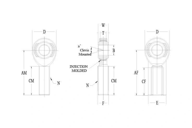 AM AF series aluminum rod end detail