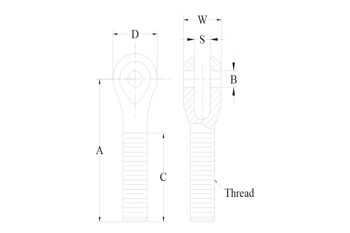 CR CL clevis technical drawing