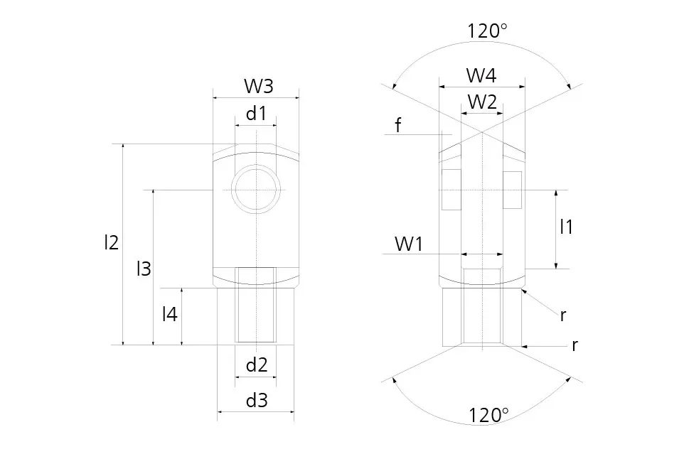 G clevis metric technical drawing