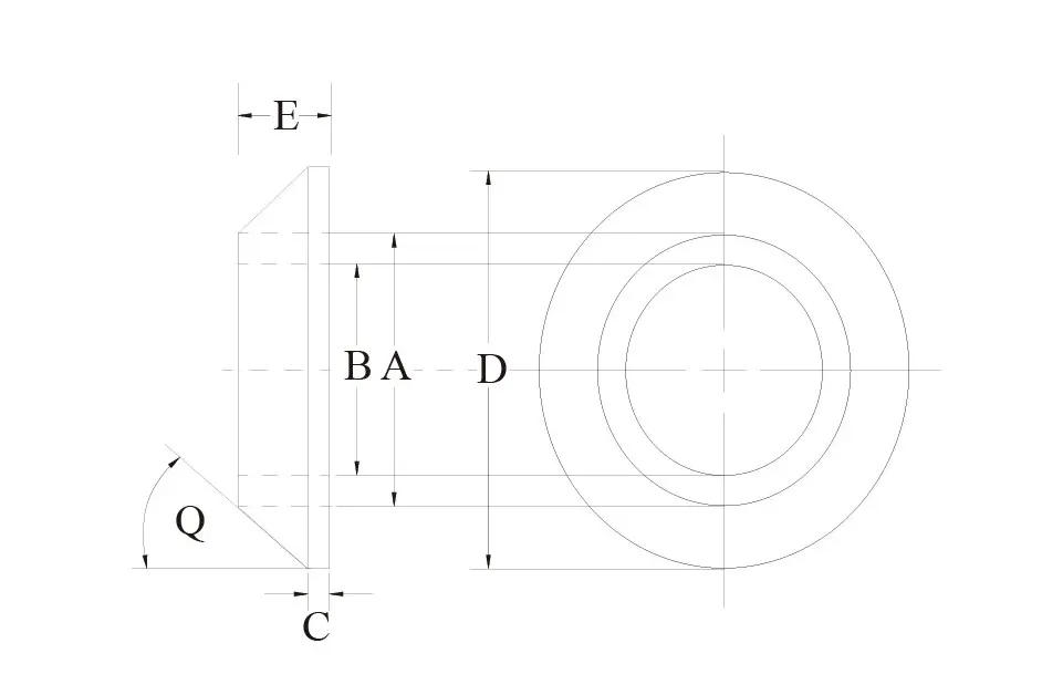 Rod end spacer SCNS CNS technical drawing