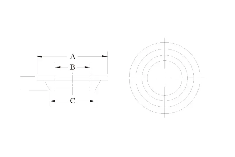 Rod end spacer SCW CW technical drawing