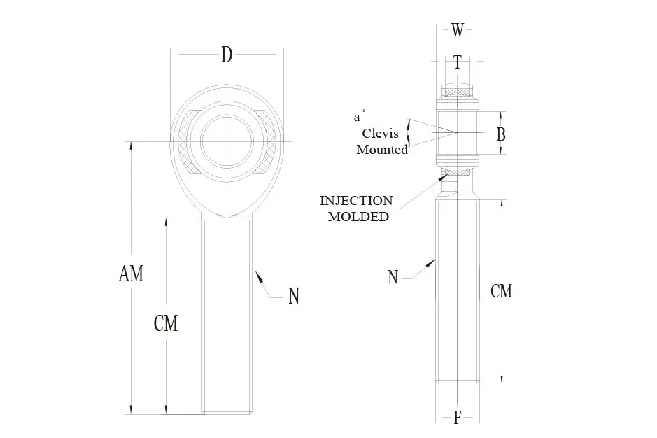 XM-C series rod end detail view