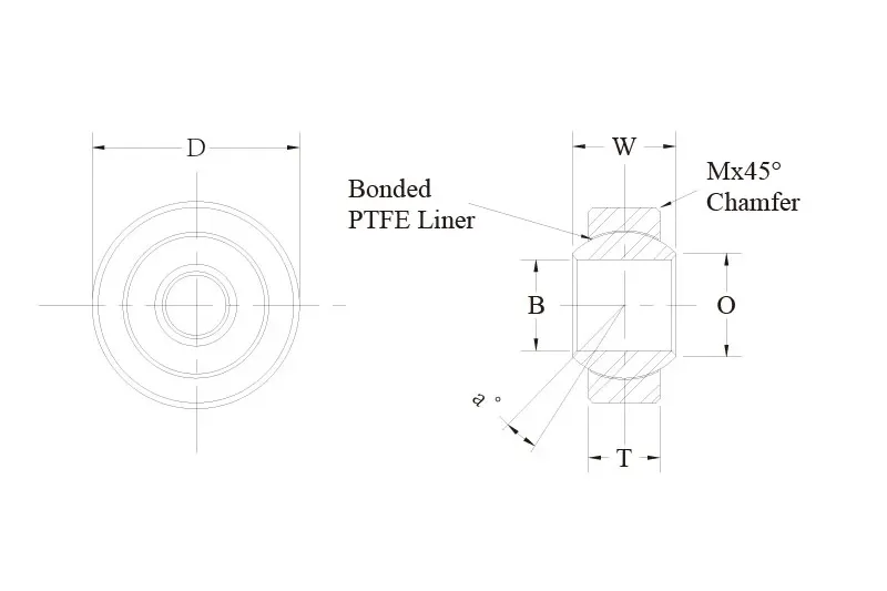 COM-SS spherical bearing technical drawing
