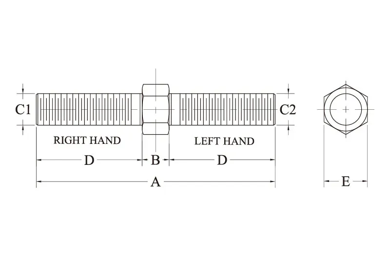 Jack screw JSI technical drawing