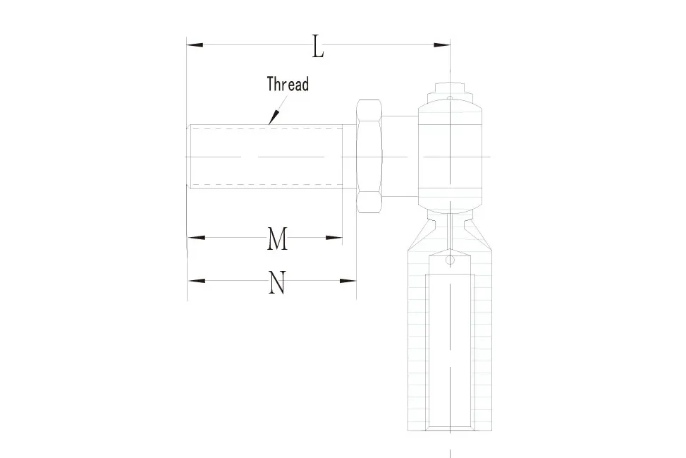 Rod end stud technical drawing