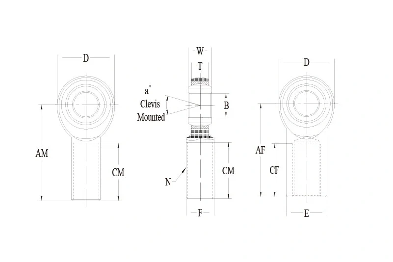 SA-TK SI-TK series metric rod end technical drawing