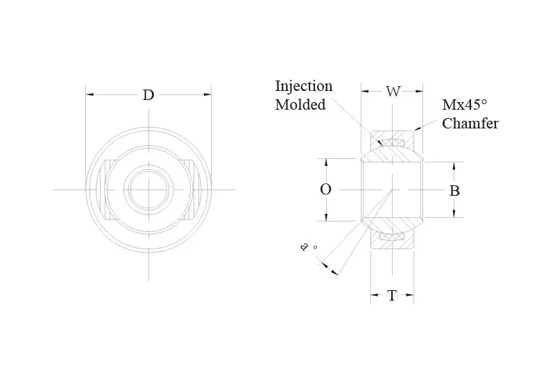 SLB spherical bearing technical drawing