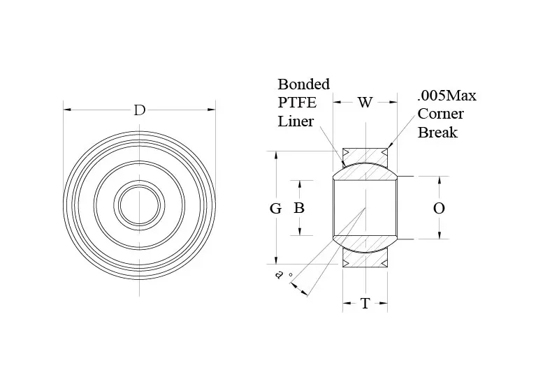 WPB-T spherical bearing technical drawing
