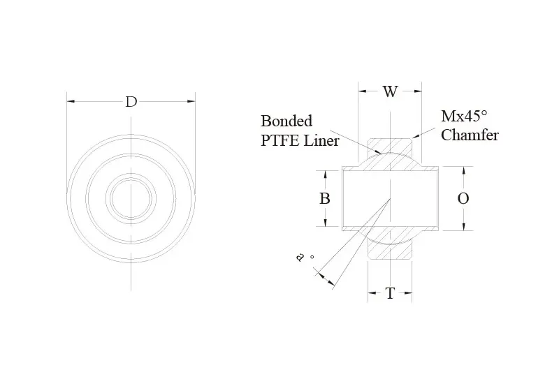 YPB-T spherical bearing technical drawing