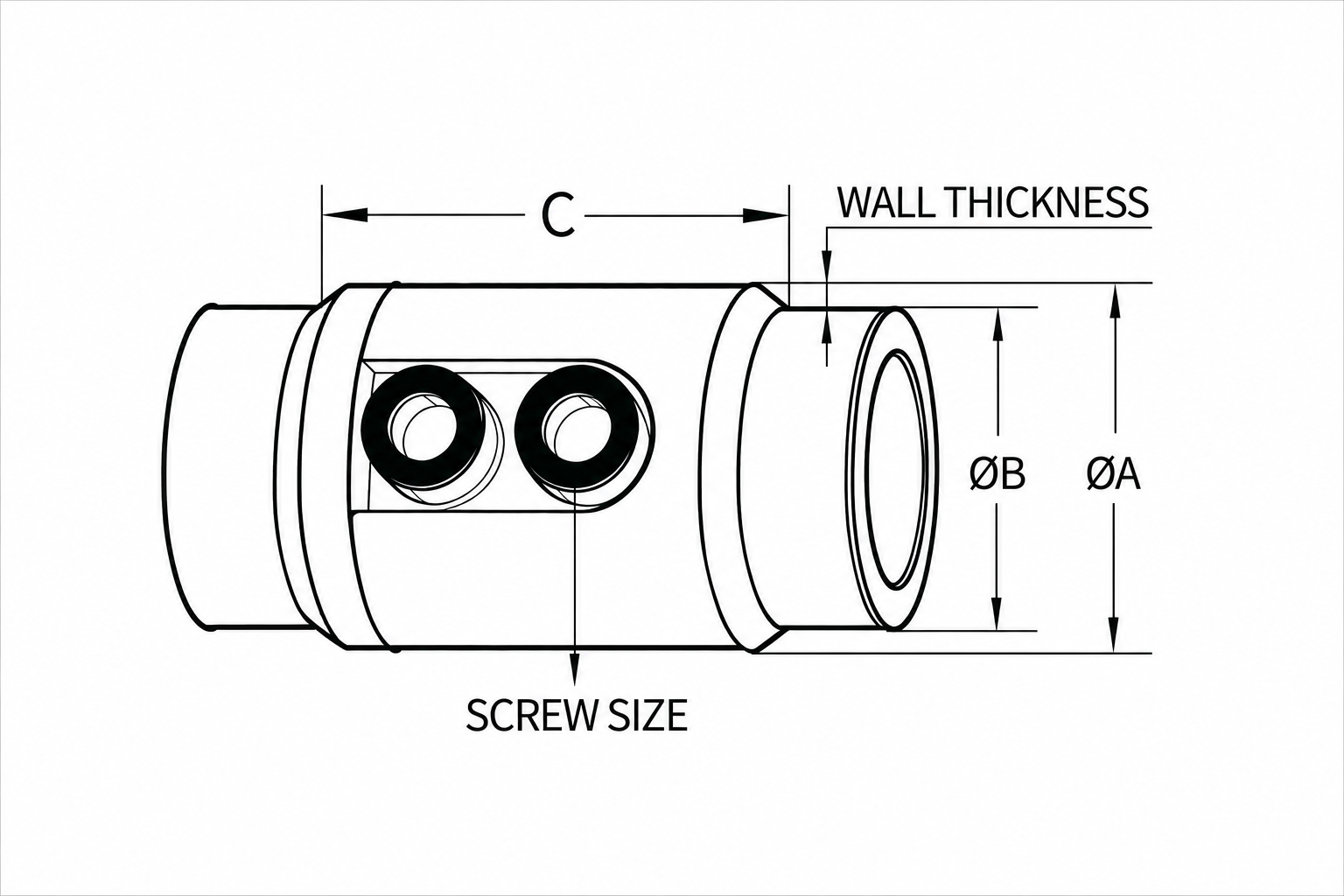 Interlocking ID Tube Clamp technical drawing