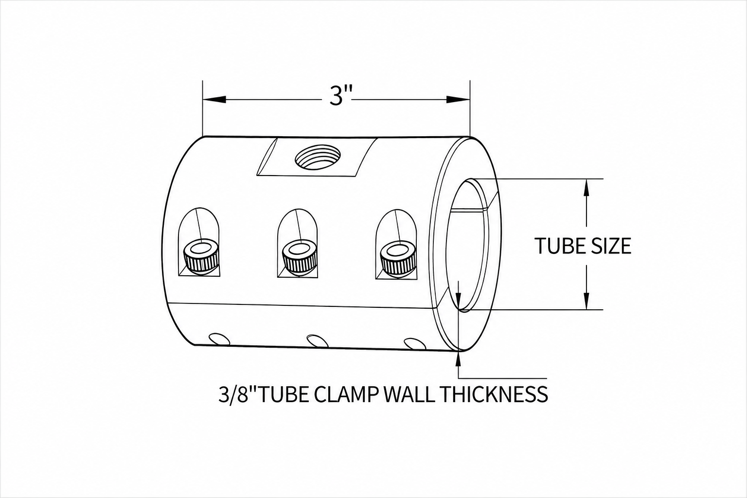 OD Tube Clamp technical drawing