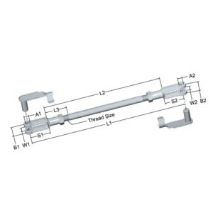 lcr-268-linkage-connecting-rod-19-50-in-3-8-24-rh-lh-thread-3-8-in-pin-holes-clevis-spring-pins-included